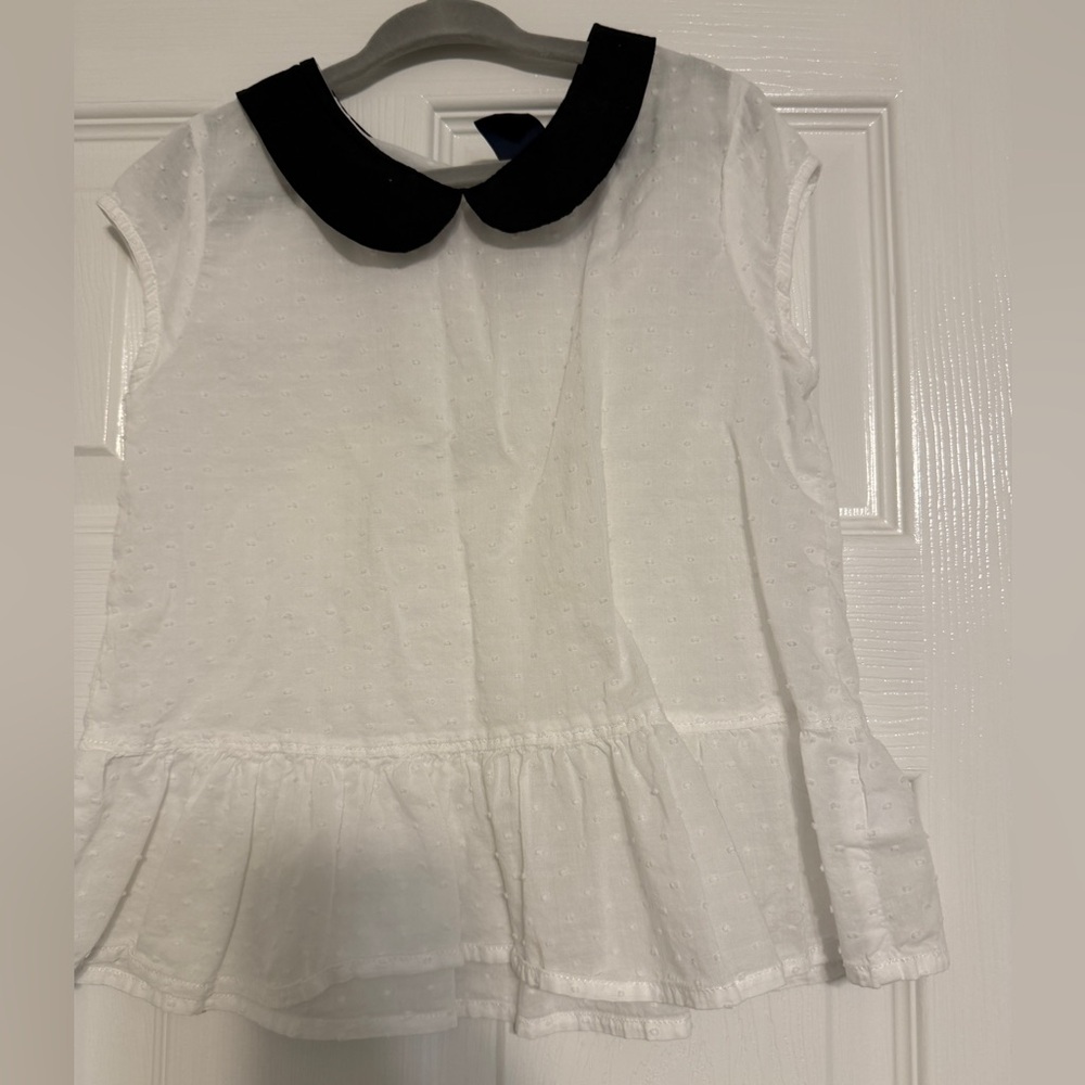 GAP White Peplum Top with Black Peter Pan Collar